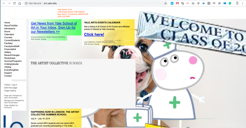 Example of dated website design